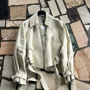 MANGO Mango x Victoria Beckham - 100% Linen Cropped Trench Coat